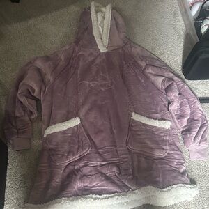 Cozy Purple Hooded Blanket Sweatshirt